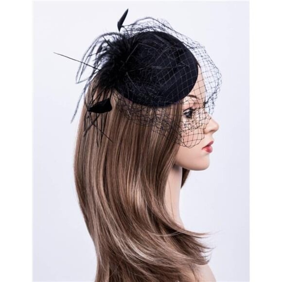 Fascinators Hats 20s 50s Hat Pillbox Hat Cocktail Tea Party Headwear with Veil - Picture 4 of 7